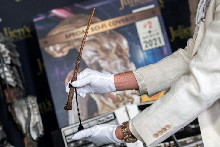 Daniel Radcliffe's Harry Potter wand from "Harry Potter and The Gobelet of Fire" is seen at the preview of Julien's Auctions Hollywood Sci-Fi, Action Fantasy and More auction in Beverly Hills, California, March 10, 2021