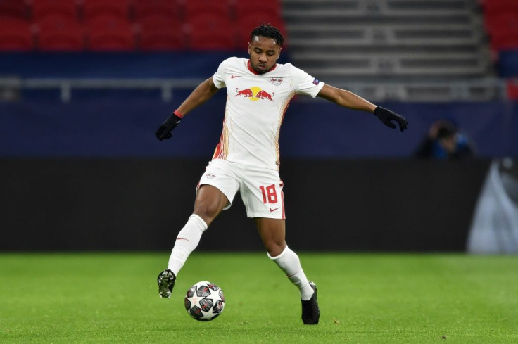 Christopher Nkunku in action for Leipzig during their 2-0 loss against Liverpool in Budapest
