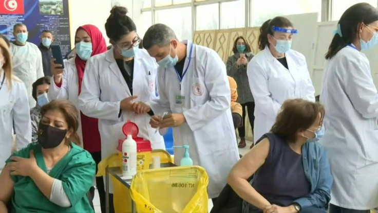 Medical staff in Tunis receive some of the first jabs in Tunisia