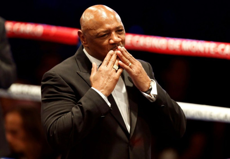 Middleweight boxing great Marvin Hagler, seen here in a file photo acknowledging fans before a 2013 fight between Gennady Golovkin and Nobuhiro Ishida, has died at age 66, his wife said