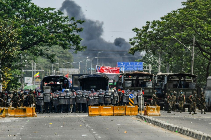 Security forces have set up barricades across Yangon
