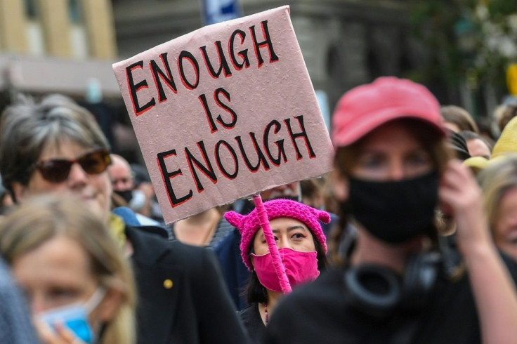 Women protest against sexual violence and gender inequality in Melbourne