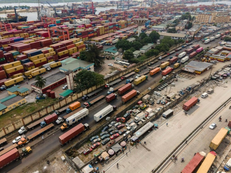 Chokepoint: Trucks at Apapa wait to get into the port of Lagos