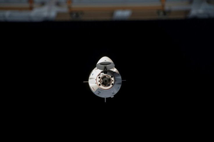 The SpaceX Crew Dragon spacecraft as it approaches the International Space Station for a docking