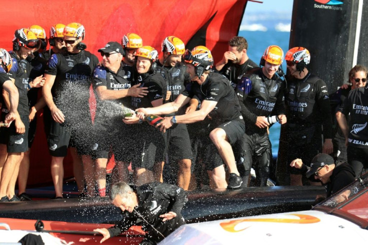 Team New Zealand celebrated their victory in Auckland
