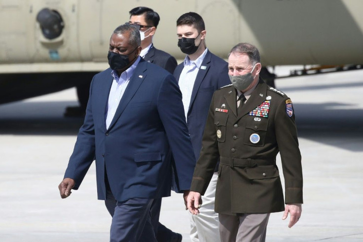 Talks between US Secretary of Defense Lloyd Austin (L) and South Korean officials are expected to focus on the North and China
