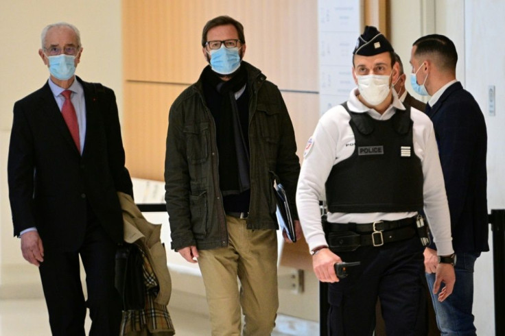 Jerome Lavrilleux (pictured centre) was deputy campaign manager of Nicolas Sarkozy's 2012 presidential re-election bid and is also on trial