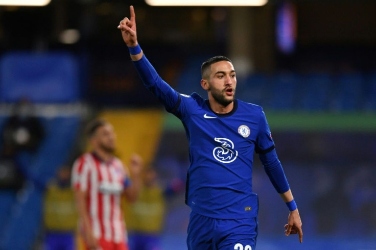 Chelsea's Hakim Ziyech celebrates scoring against Atletico Madrid