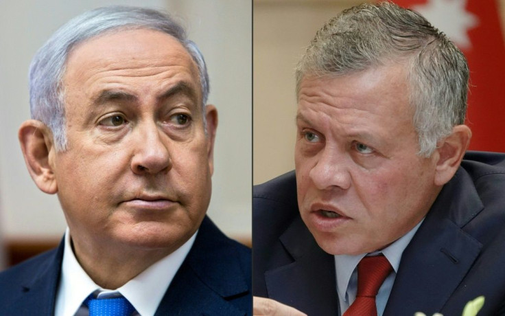 A combination of pictures shows Israeli Prime Minister Benjamin Netanyahu (left) and Jordan's King Abdullah II (right)