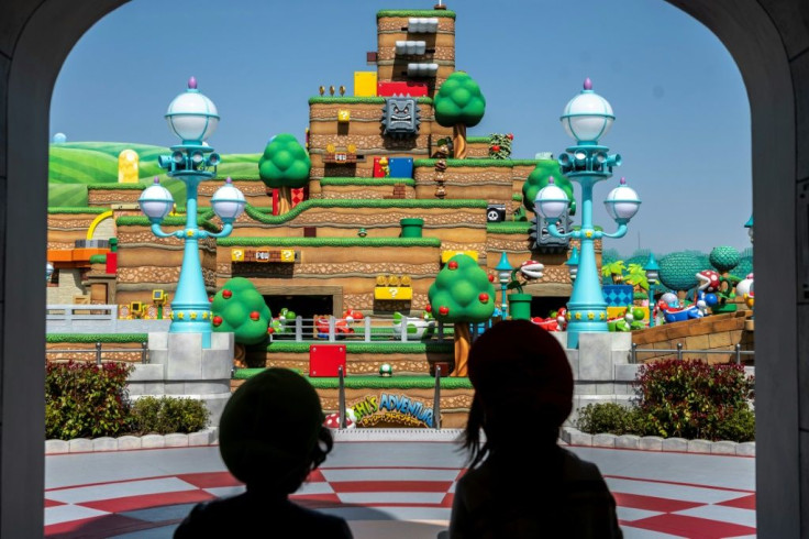 The attraction's colourful block-like surroundings are straight out of the classic "Super Mario" games