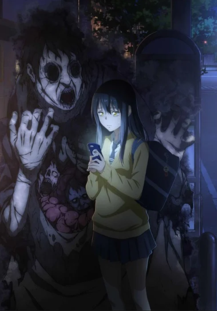 Key art for the anime adaptation of the horror-comedy manga Mieruko-Chan