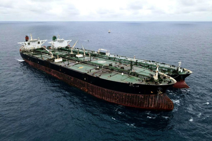 A seized Iranian tanker and Panamanian vessel suspected of illegally transferring oil to Indonesian waters.