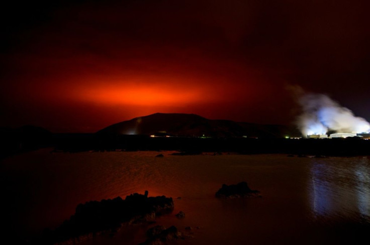The sky around Iceland's capital was lit by a red glow caused by a volcanic eruption