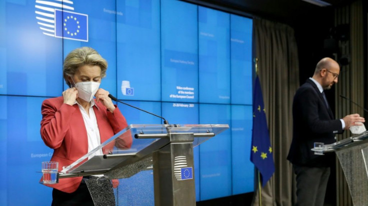 Von der Leyen says that while the EU is honouring an agreement to export the vaccine to the UK, the UK is not reciprocating