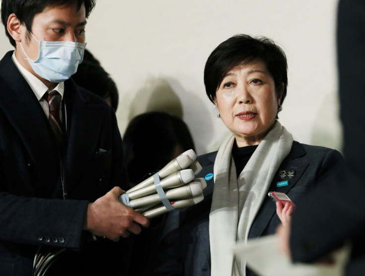 Tokyo Governor Yuriko Koike speaks after Japan and the IOC postpone the Olympics in a historic decision