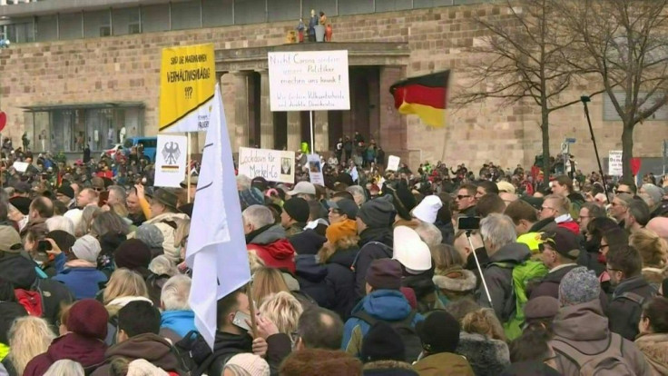 IMAGESThousands of people gather in the German city if Kassel to protest against the restrictions in place to curb the spread of coronavirus. Infection rates are once again rising exponentially in Germany, with the vice president of the Robert Koch Insti