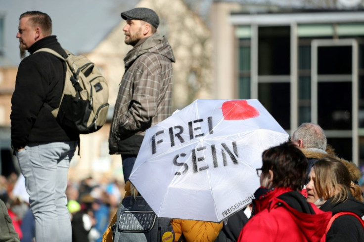 'Be Free' -- Saturday's protest comes as Germany is battling a sharp rise in infection rates despite months of shutdowns
