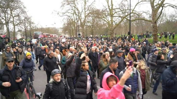 IMAGESThousands of demonstrators march in London to protest against coronavirus restrictions.