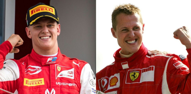Father and son: Michael Schumacher (right) won seven world titles and is a hard act to follow for son Mick (left)