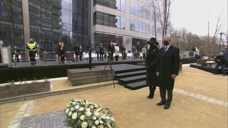 King Philippe of Belgium, Queen Mathilde and Prime Minister Alexander De Croo pay their respects to the victims of terrorism on the 5th anniversary of the Brussels attacks.