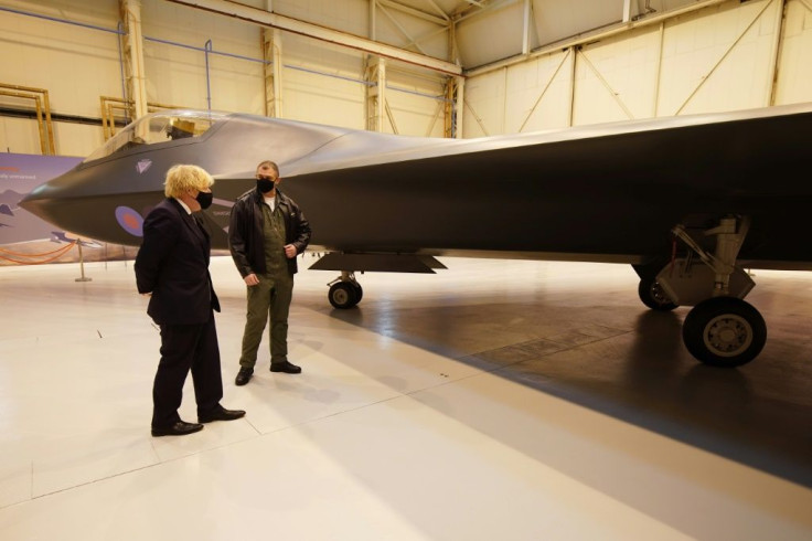 Britain's prime minister Boris Johnson visits BAE Systems at Warton Aerodrome in Preston, northwest England