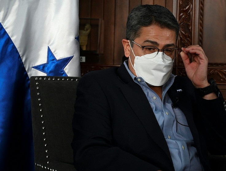 Honduran President Juan Orlando Hernandez, pictured January 2021, has styled himself as a champion in the fight against drugs