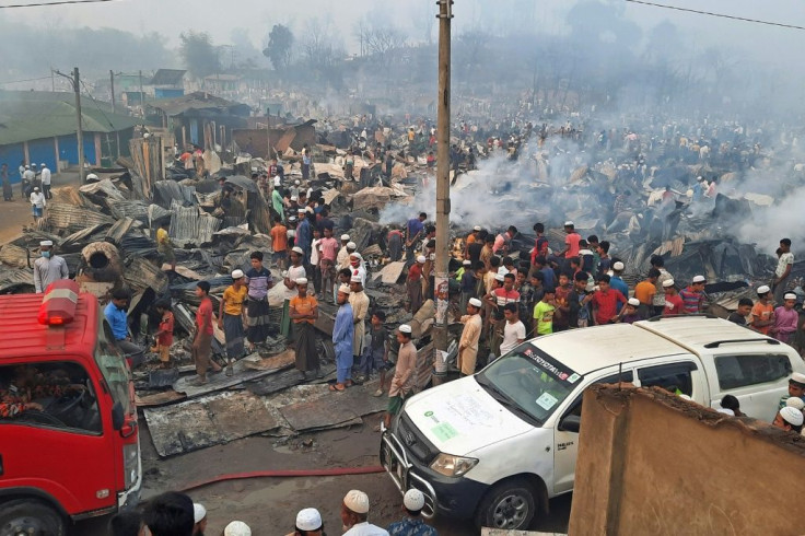 A huge blaze in  a refugee camp in Ukhia, Bangladesh left around 50,000 people homeless