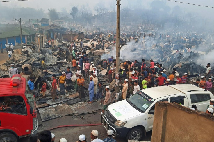 A huge blaze in a refugee camp in Ukhia, Bangladesh left around 50,000 people homeless
