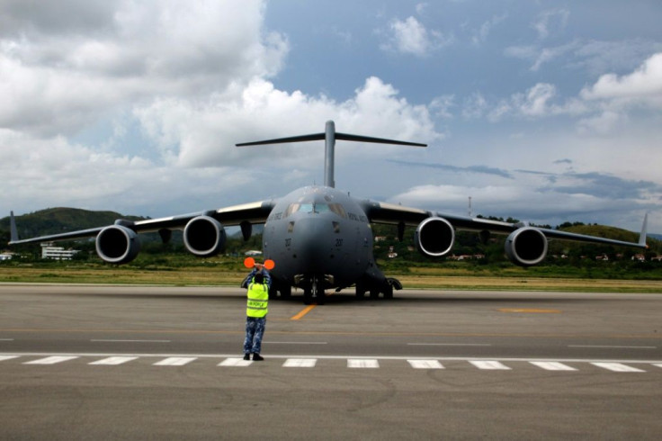 The vaccines arrived in a grey air force C-17