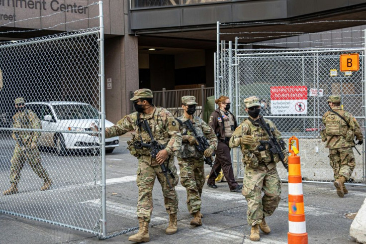 National Guard troops are providing security at the courthouse where a Minneapolis police officer is on trial for the death of George Floyd