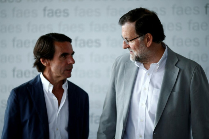 Jose Maria Aznar, on the left, served as Spain's premier between 1996 and 2004, while Mariano Rajoy was prime minister between 2011 and 2018