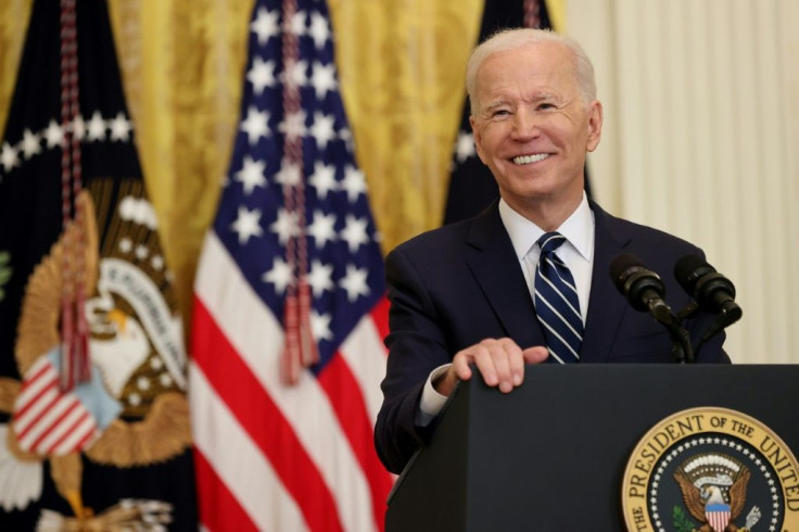 US President Joe Biden at the first news conference of his presidency