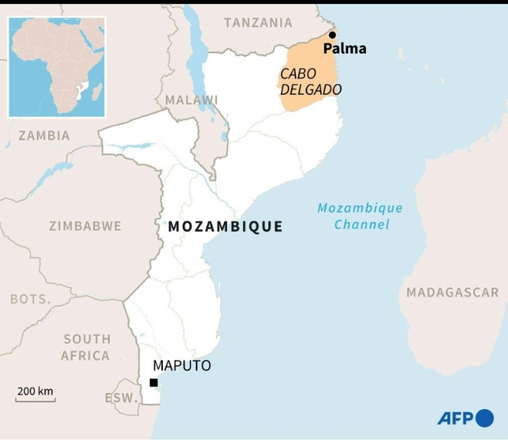 Map of Mozambique locating the town of Palma in Cabo Delgado province