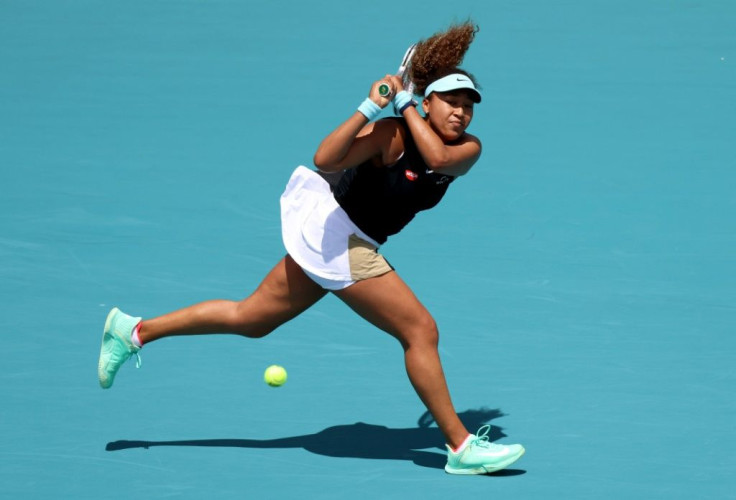 Japan's Naomi Osaka on the way to a second-round victory over Australian Ajla Tomljanovic at the Miami Open ATP and WTA hardcourt tennis tournament