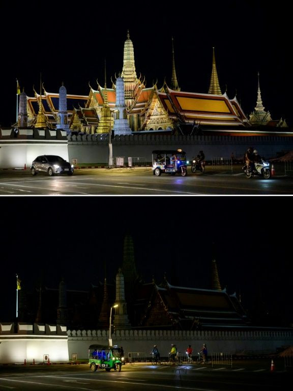Malls in Bangkok, as well as the city's Grand Palace, participated