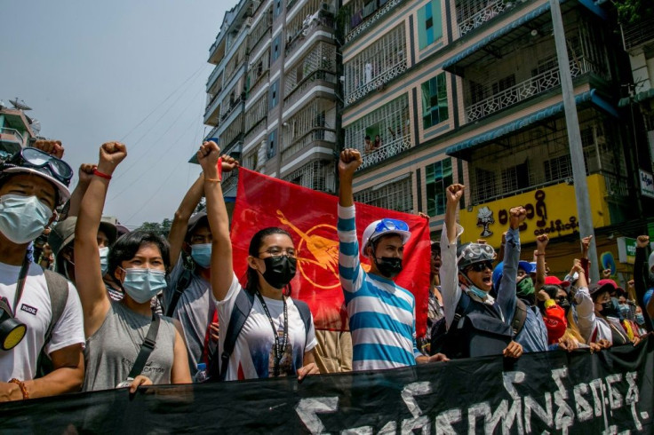 Protesters march in Yangon against Myanmar's military coup