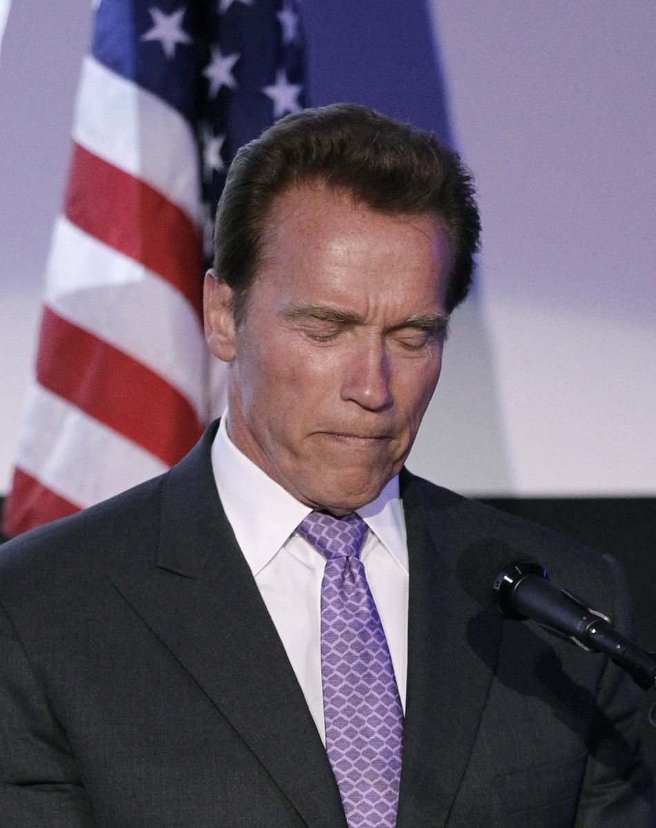 Former California Governor Arnold Schwarzenegger speaks after accepting an award during the 63rd Israel Independence Day Celebration at the Skirball Center in Los Angeles May 10, 2011.