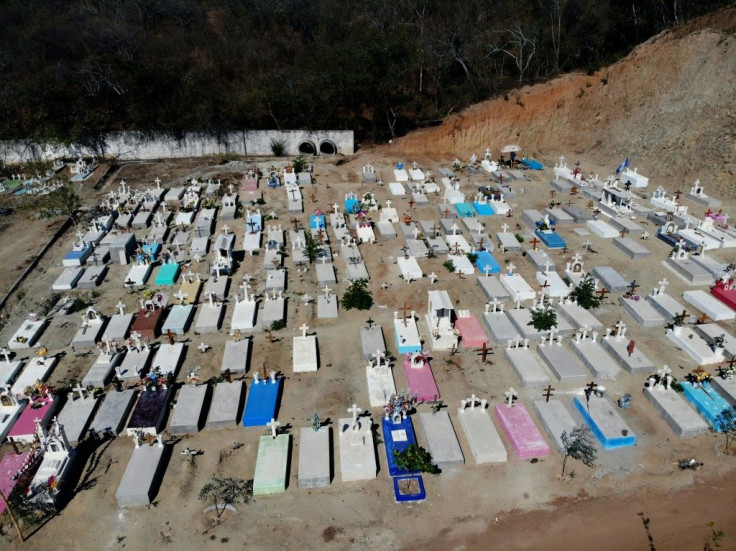 Graves of Covid-19 victims are seen in a cemetery in Acapulco, Mexico
