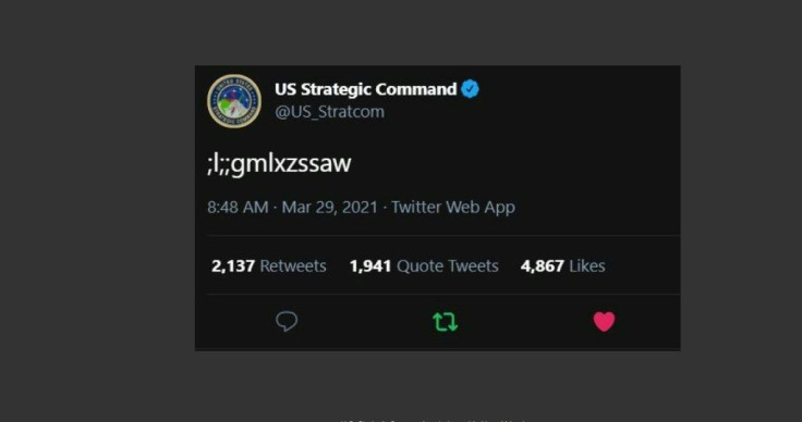 The tweet sent by the US Strategic Command on March 29, 2021