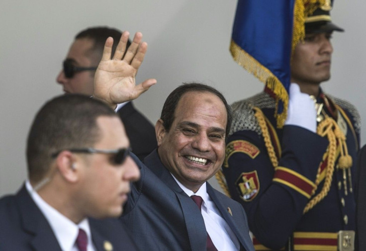 Egypt's President Abdelfattah al-Sisi at a ceremony for the opening of a second lane and widening of the Suez Canal in August 2015, a project that cost over $8 billion