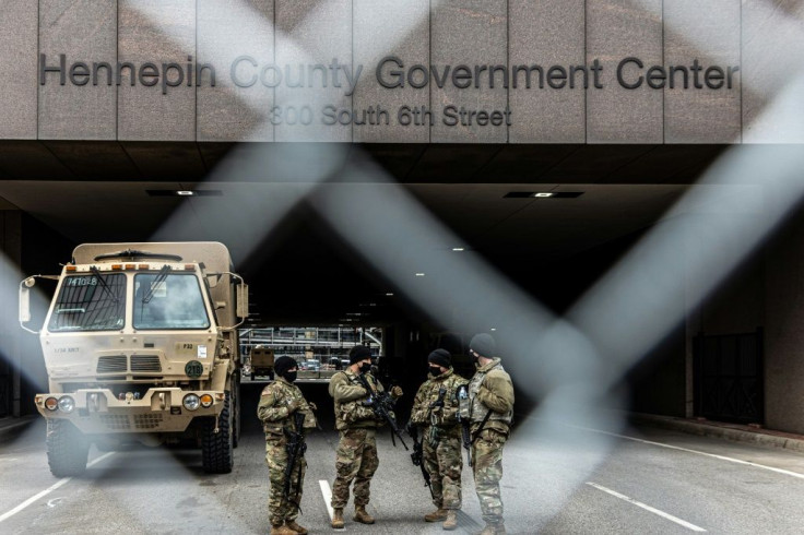 Members of the National Guard providing security at the trial of former Minneapolis police officer Derek Chauvin