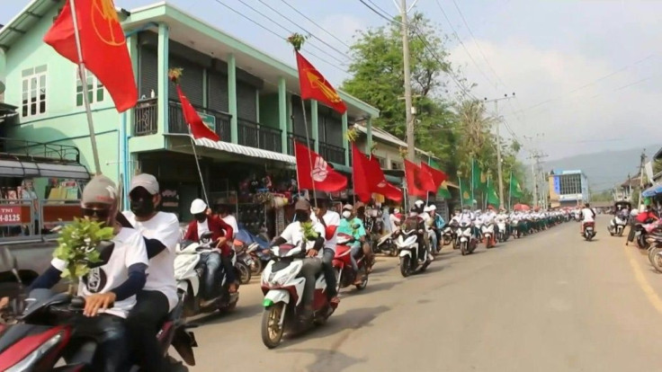 Protesters around Dawei in southern Myanmar march and ride motorbikes in order to avoid confrontation with security forces