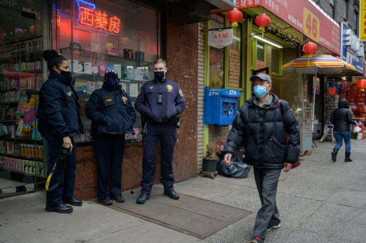 Police in New York's Chinatown have stepped up patrols following a surge in anti-Asian violence