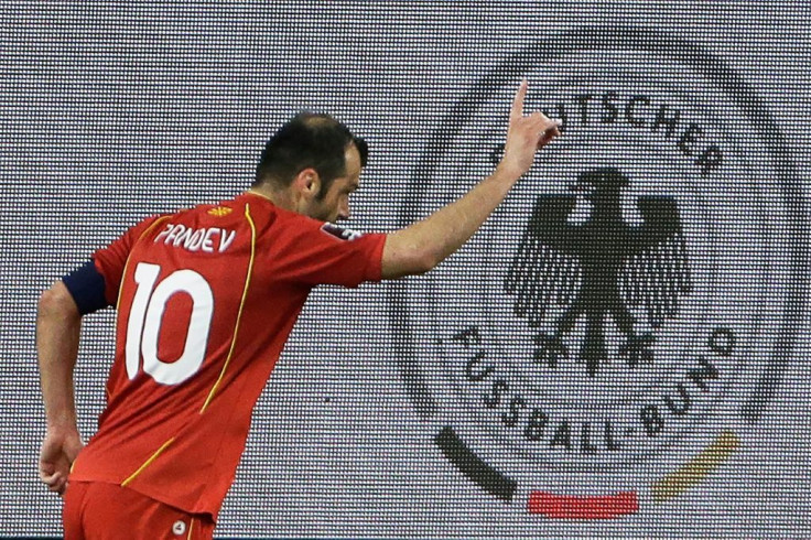 Veteran striker Pandev celebrates the opening goal