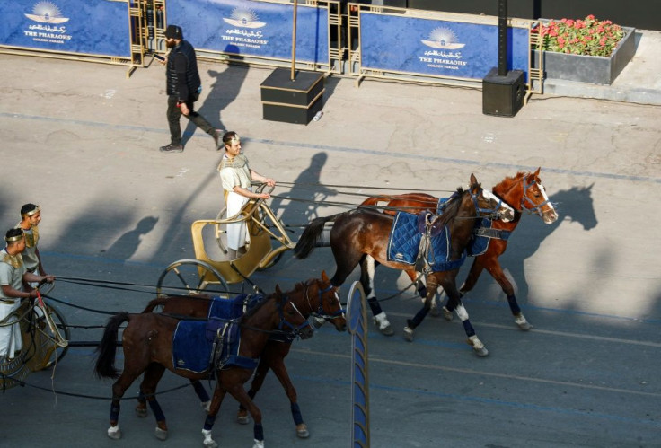 Two-horse chariots in Tahrir Square, in the centre of Egypt's capital Cairo