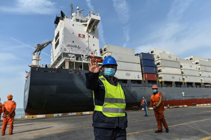 China's Lianyungang Port is one of many sites racing to keep ahead of the global shipping gridlock created by the pandemic