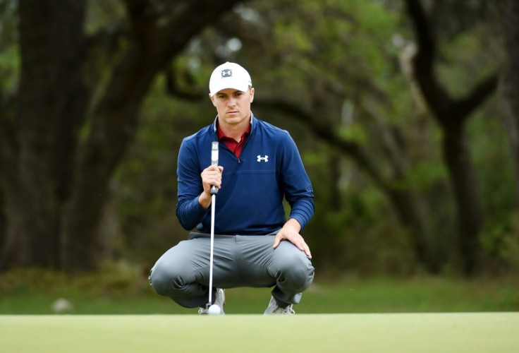 Texas native Jordan Spieth lines up a putt on the fourth green during the third round of Texas Open at TPC San Antonio