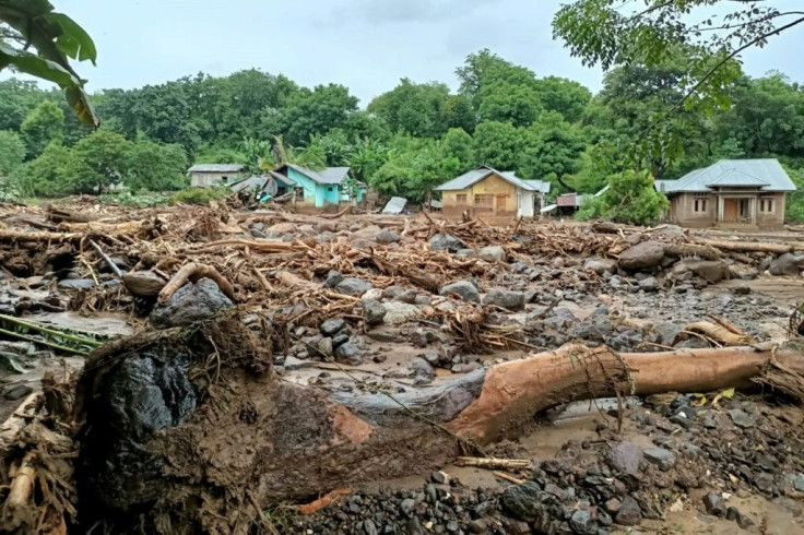 Debris was left behind in the town of Adonara in East Flores after flash floods and landslides swept eastern Indonesia and neighbouring East Timor