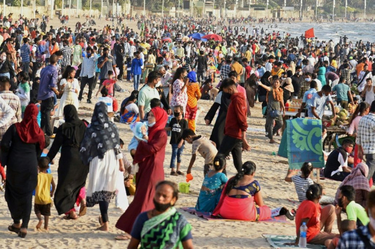 Beaches are crowded in Mumbai, the capital of India's worst-hit state as the country struggles with a new wave of infections