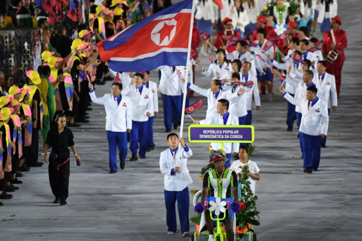 This file photo shows North Korea's delegation during the opening ceremony of the 2016 Olympic Games at the Maracana stadium in Rio de Janeiro